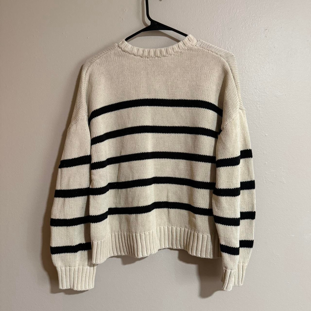 Gap 100% Cotton Striped Crewneck Sweater Size Large - Picture 2 of 4